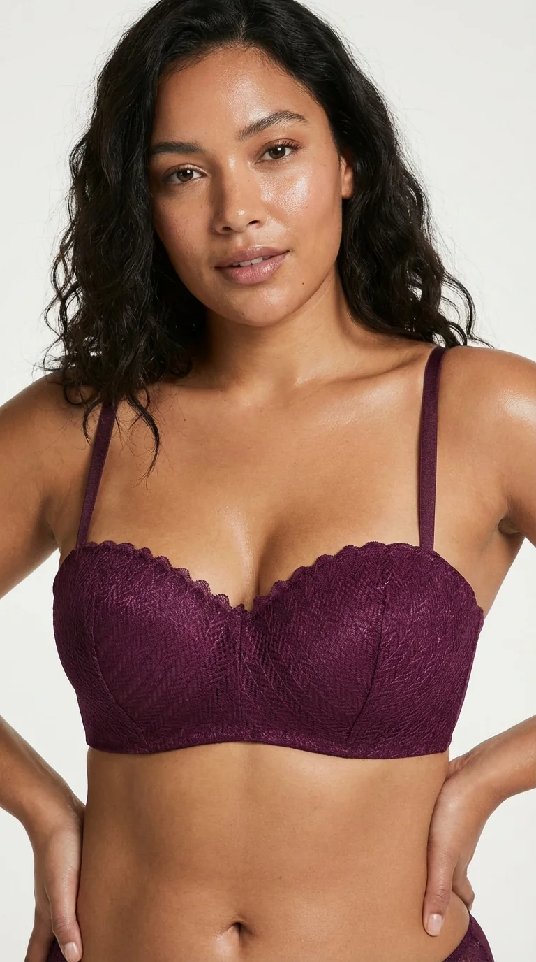 LunaIntim Bordo Balconette Kesim Destekli Sütyen Dik Duruş Sağlayan Balenli Tasarım - Balenli Tasarım Detay